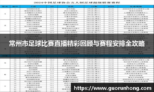 常州市足球比赛直播精彩回顾与赛程安排全攻略
