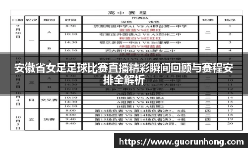 安徽省女足足球比赛直播精彩瞬间回顾与赛程安排全解析